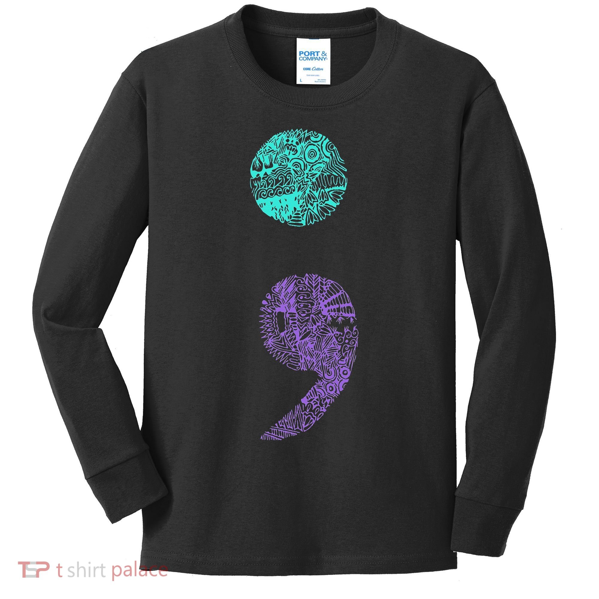 Semicolon Gift Suicide Prevention Awareness Kids Long Sleeve Shirt