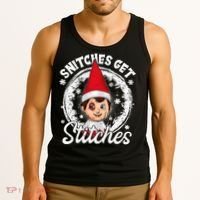 Snitches Get Stitches The Elf Xmas Funny Christmas Tank Top thumb 3