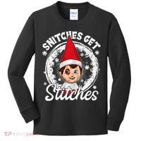Snitches Get Stitches The Elf Xmas Funny Christmas Kids Long Sleeve Shirt thumb 0