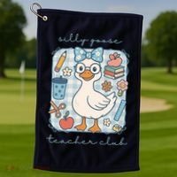 Silly Goose Teacher Club Funny Back To School Golf Towel thumb 1