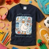 Silly Goose Teacher Club Funny Back To School Kids T-Shirt thumb 3