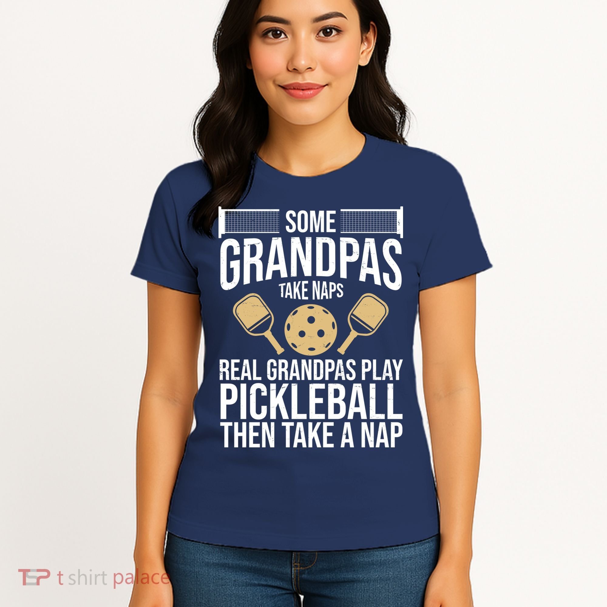 Some Grandpas Take Naps Real Grandpas Play Pickleball Funny Women's T-Shirt