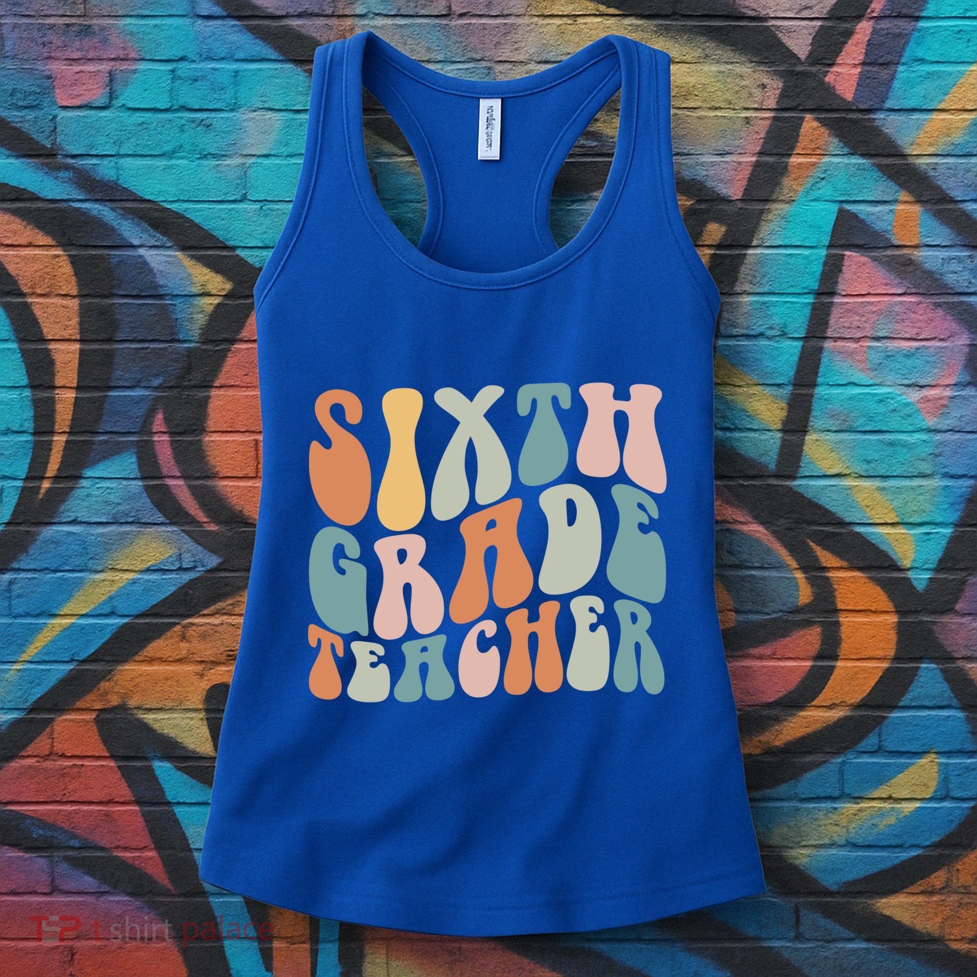 Sixth Grade Teacher Back To School Groovy Retro 6Th Grade Meaningful Gift Women's Tank Top