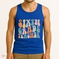 Sixth Grade Teacher Back To School Groovy Retro 6Th Grade Meaningful Gift Tank Top thumb 3
