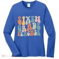 Sixth Grade Teacher Back To School Groovy Retro 6Th Grade Meaningful Gift Women's Long Sleeve Shirt thumb 0
