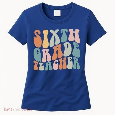 Sixth Grade Teacher Back To School Groovy Retro 6Th Grade Meaningful Gift Women's T-Shirt