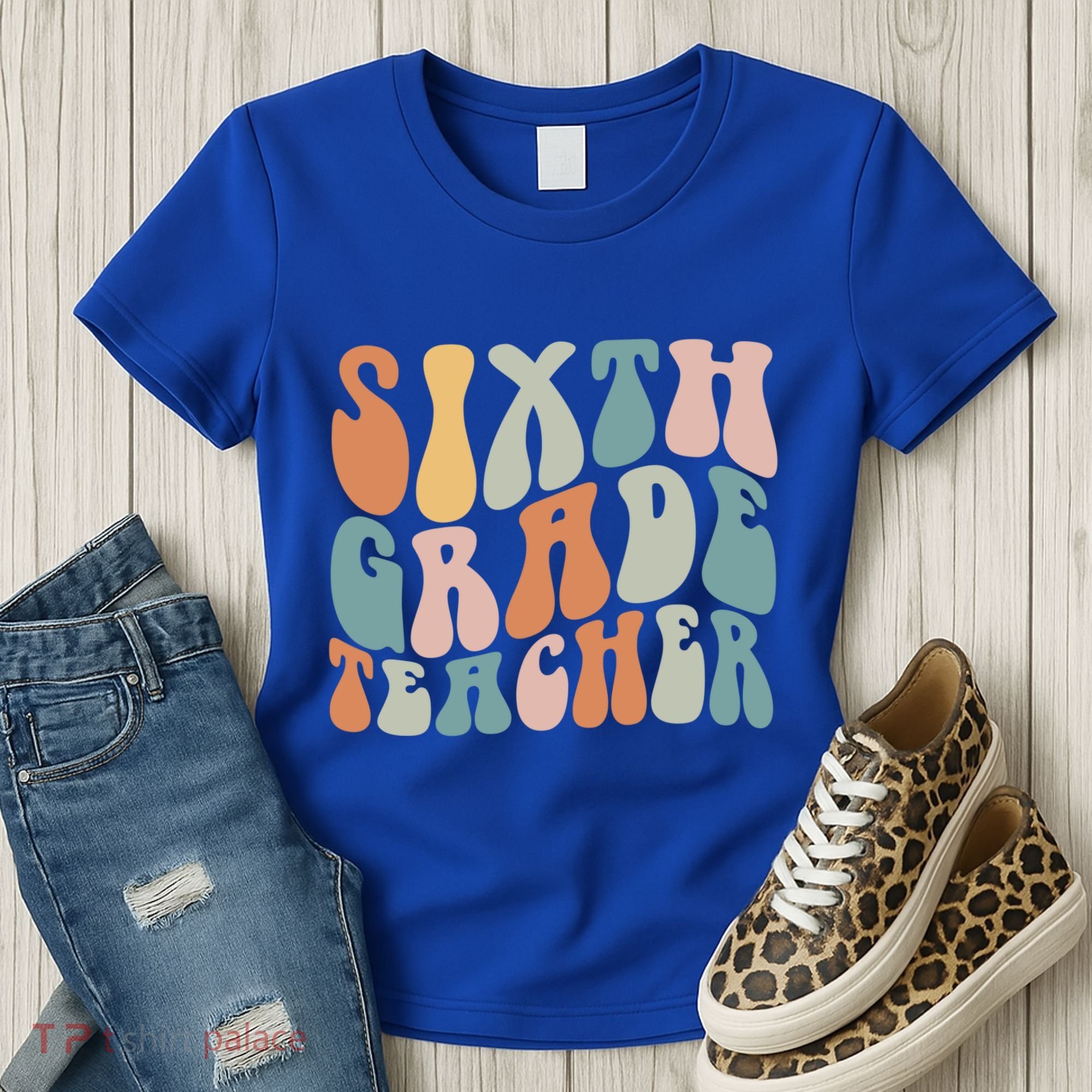 Sixth Grade Teacher Back To School Groovy Retro 6Th Grade Meaningful Gift Women's T-Shirt