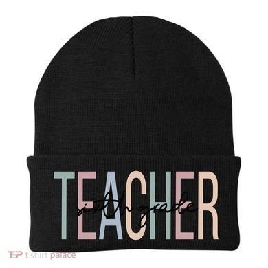 Sixth Grade Teacher Boho 6Th Grade Teacher Funny Gift Beanie