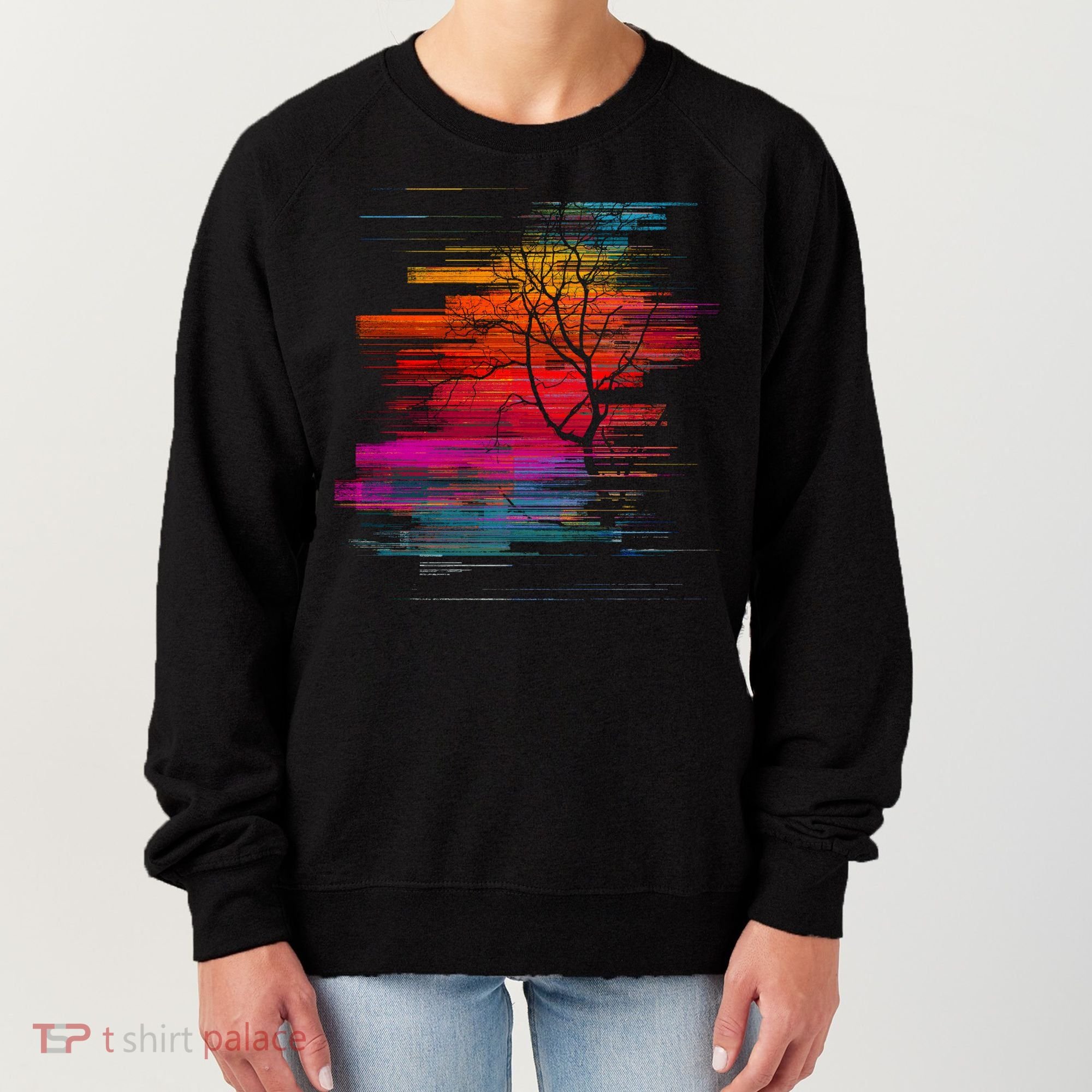 Sunset Glitch Tree Women's Sweatshirt