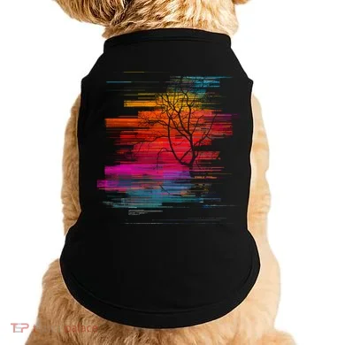Sunset Glitch Tree Doggie Tank