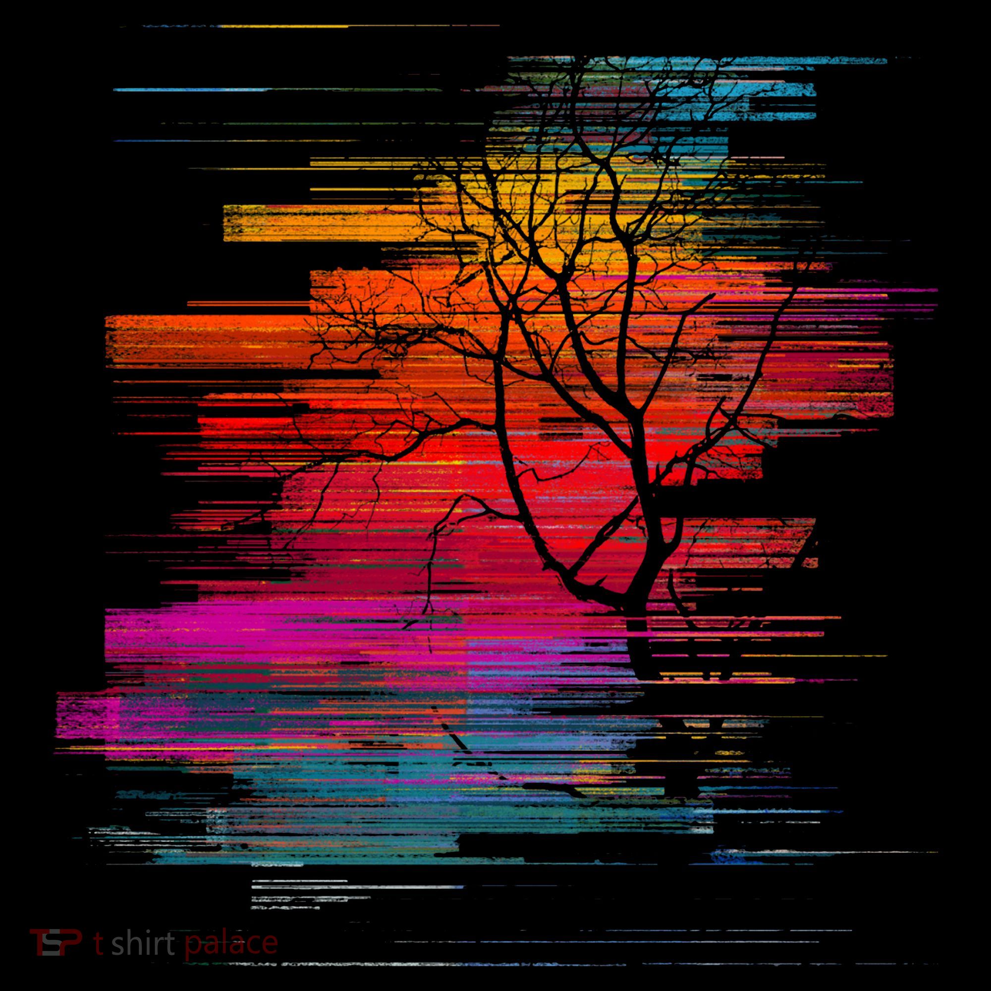 Sunset Glitch Tree Doggie Tank