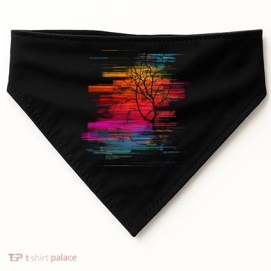 Sunset Glitch Tree USA-Made Doggie Bandana