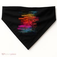 Sunset Glitch Tree USA-Made Doggie Bandana thumb 0