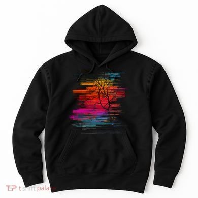 Sunset Glitch Tree Hoodie