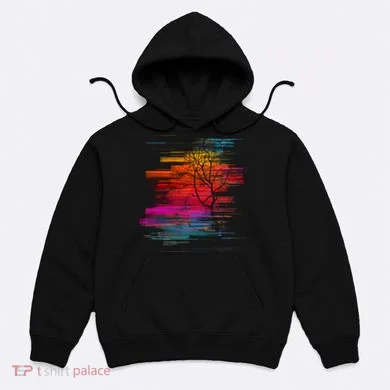 Sunset Glitch Tree Hoodie