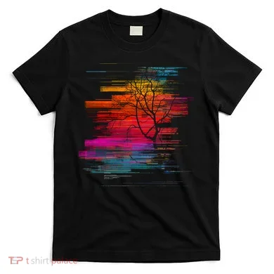 Sunset Glitch Tree T-Shirt