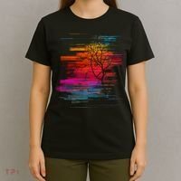 Sunset Glitch Tree T-Shirt thumb 4