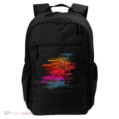 Sunset Glitch Tree Backpack