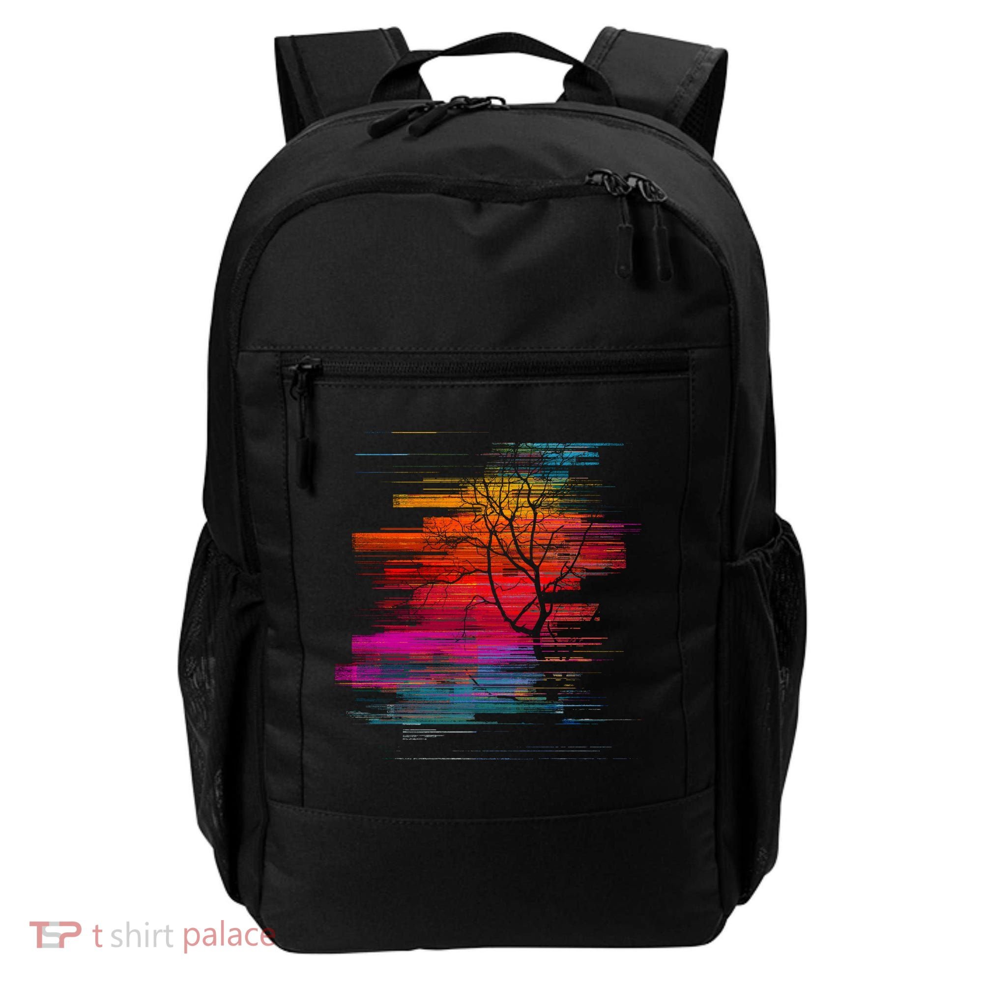 Sunset Glitch Tree Backpack