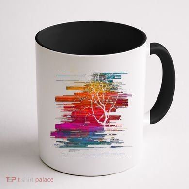 Sunset Glitch Tree Coffee Mug back
