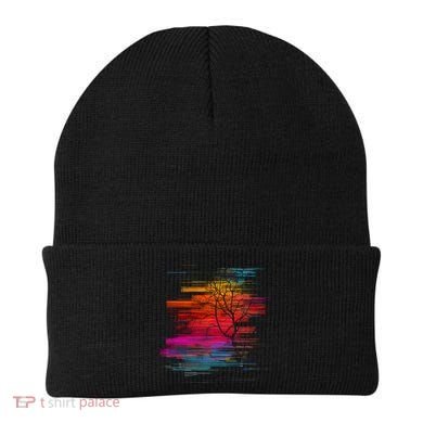 Sunset Glitch Tree Beanie