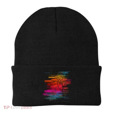 Sunset Glitch Tree Beanie