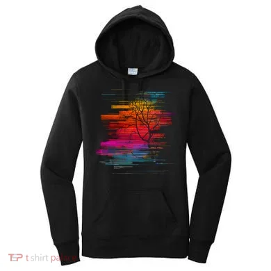 Sunset Glitch Tree Women's Hoodie