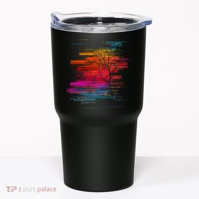 Sunset Glitch Tree Tumbler