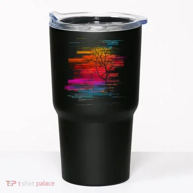 Sunset Glitch Tree Tumbler