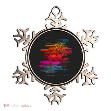 Sunset Glitch Tree Ornament