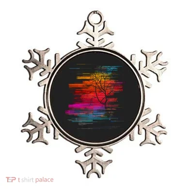 Sunset Glitch Tree Ornament