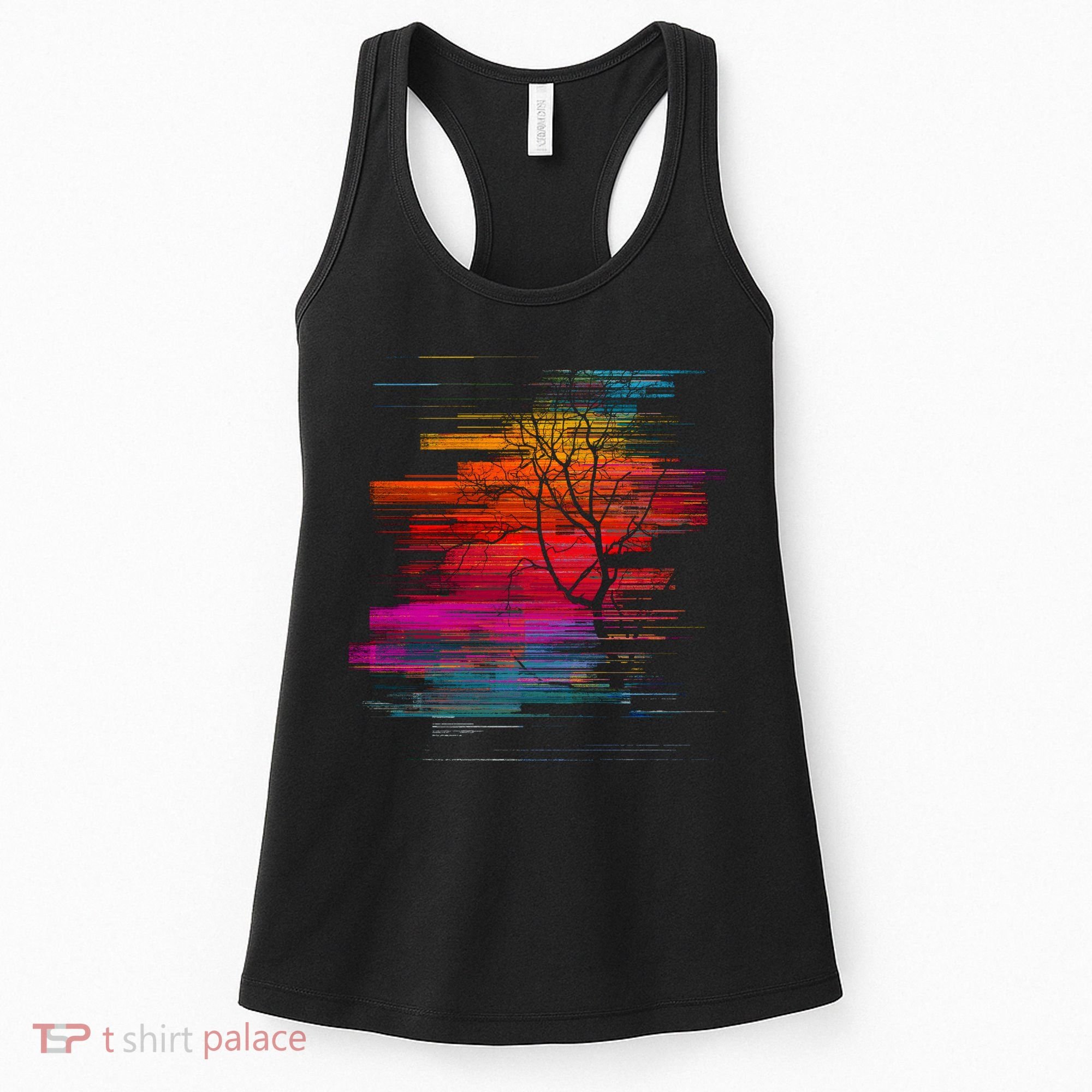 Sunset Glitch Tree Women's Tank Top