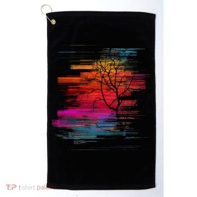 Sunset Glitch Tree Golf Towel