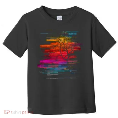 Sunset Glitch Tree Toddler T-Shirt