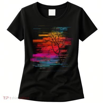 Sunset Glitch Tree Women's T-Shirt