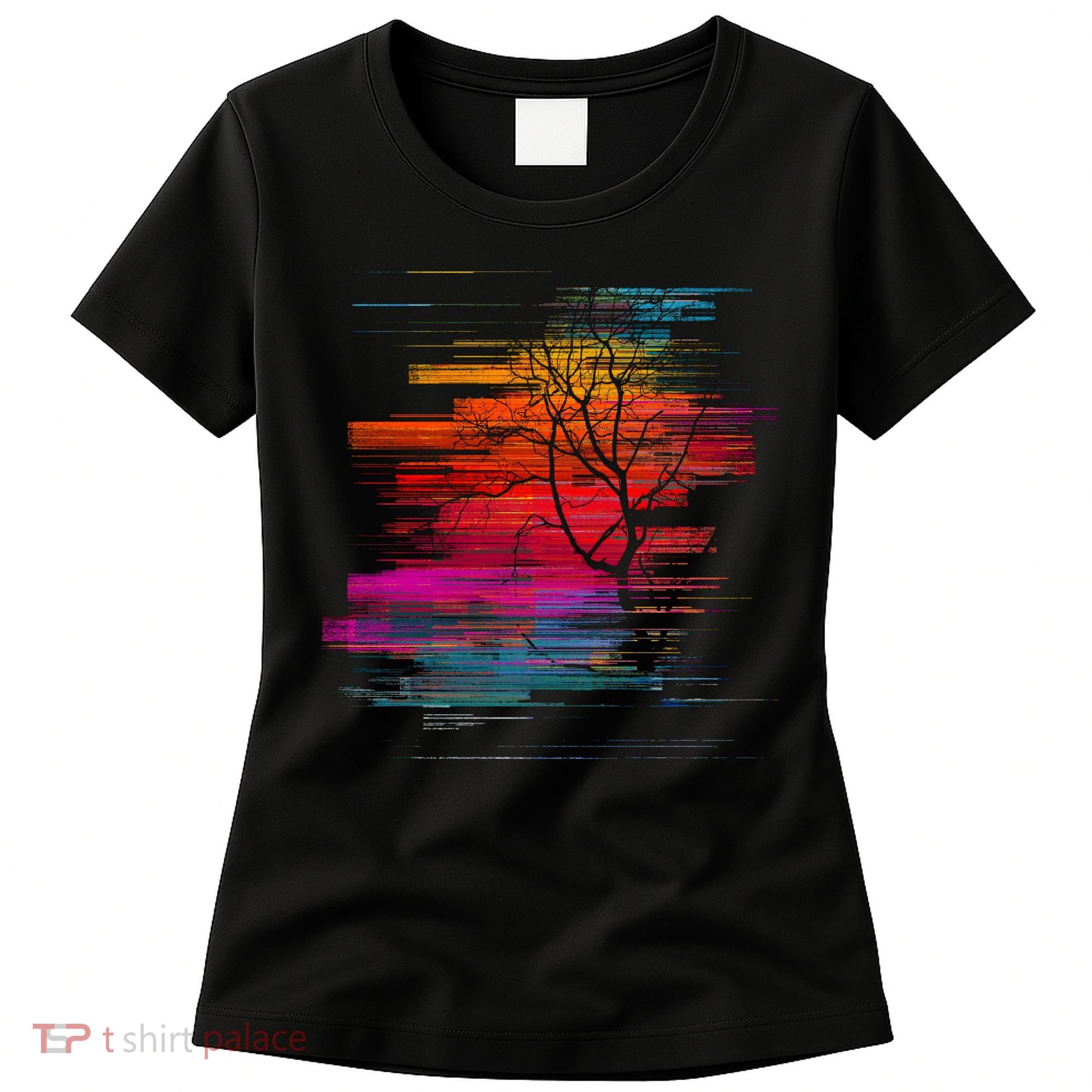 Sunset Glitch Tree Women's T-Shirt