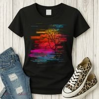 Sunset Glitch Tree Women's T-Shirt thumb 3