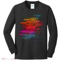 Sunset Glitch Tree Kids Long Sleeve Shirt thumb 0