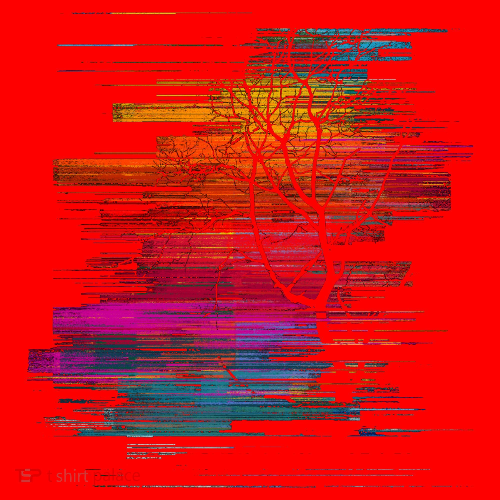 Sunset Glitch Tree Santa Hat