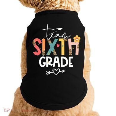 Sixth Grade Teacher Retro Groovy Design Leopard 6Th Grade Gift Doggie Tank