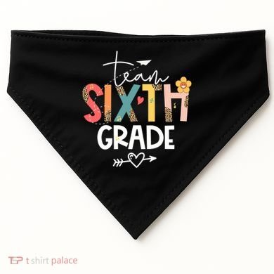 Sixth Grade Teacher Retro Groovy Design Leopard 6Th Grade Gift USA-Made Doggie Bandana