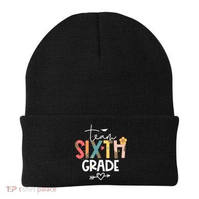 Sixth Grade Teacher Retro Groovy Design Leopard 6Th Grade Gift Beanie