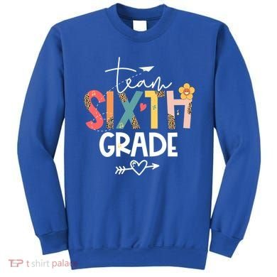 Sixth Grade Teacher Retro Groovy Design Leopard 6Th Grade Gift Sweatshirt