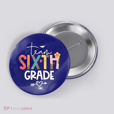 Sixth Grade Teacher Retro Groovy Design Leopard 6Th Grade Gift Button