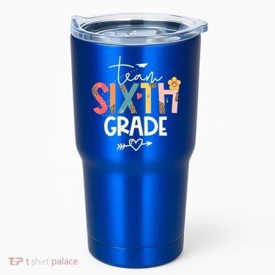 Sixth Grade Teacher Retro Groovy Design Leopard 6Th Grade Gift Tumbler