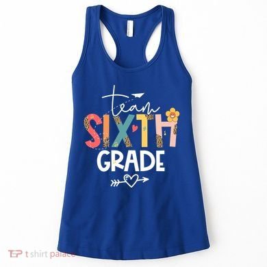 Sixth Grade Teacher Retro Groovy Design Leopard 6Th Grade Gift Women's Tank Top