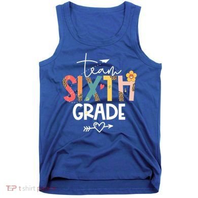 Sixth Grade Teacher Retro Groovy Design Leopard 6Th Grade Gift Tank Top