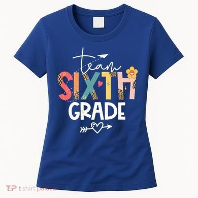 Sixth Grade Teacher Retro Groovy Design Leopard 6Th Grade Gift Women's T-Shirt