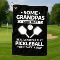 Some Grandpas Take Naps Real Grandpas Play Pickleball Golf Towel thumb 1