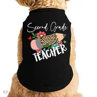 Second Grade Teacher Leopard Pencil 2nd Grade Teacher Doggie Tank thumb 0